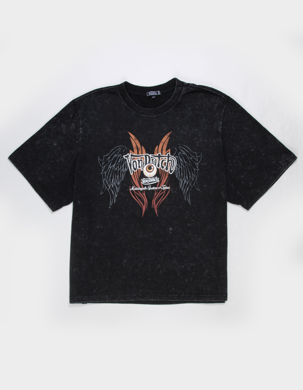VON DUTCH Wings Mens Boxy Tee - WASHED BLACK