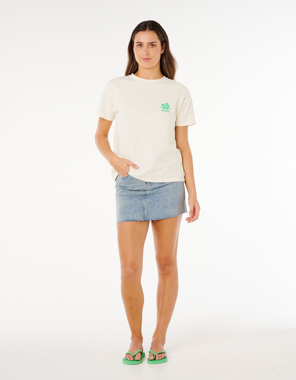 RIP CURL Surf Puff Party Pack Womens Relaxed Tee - BONE