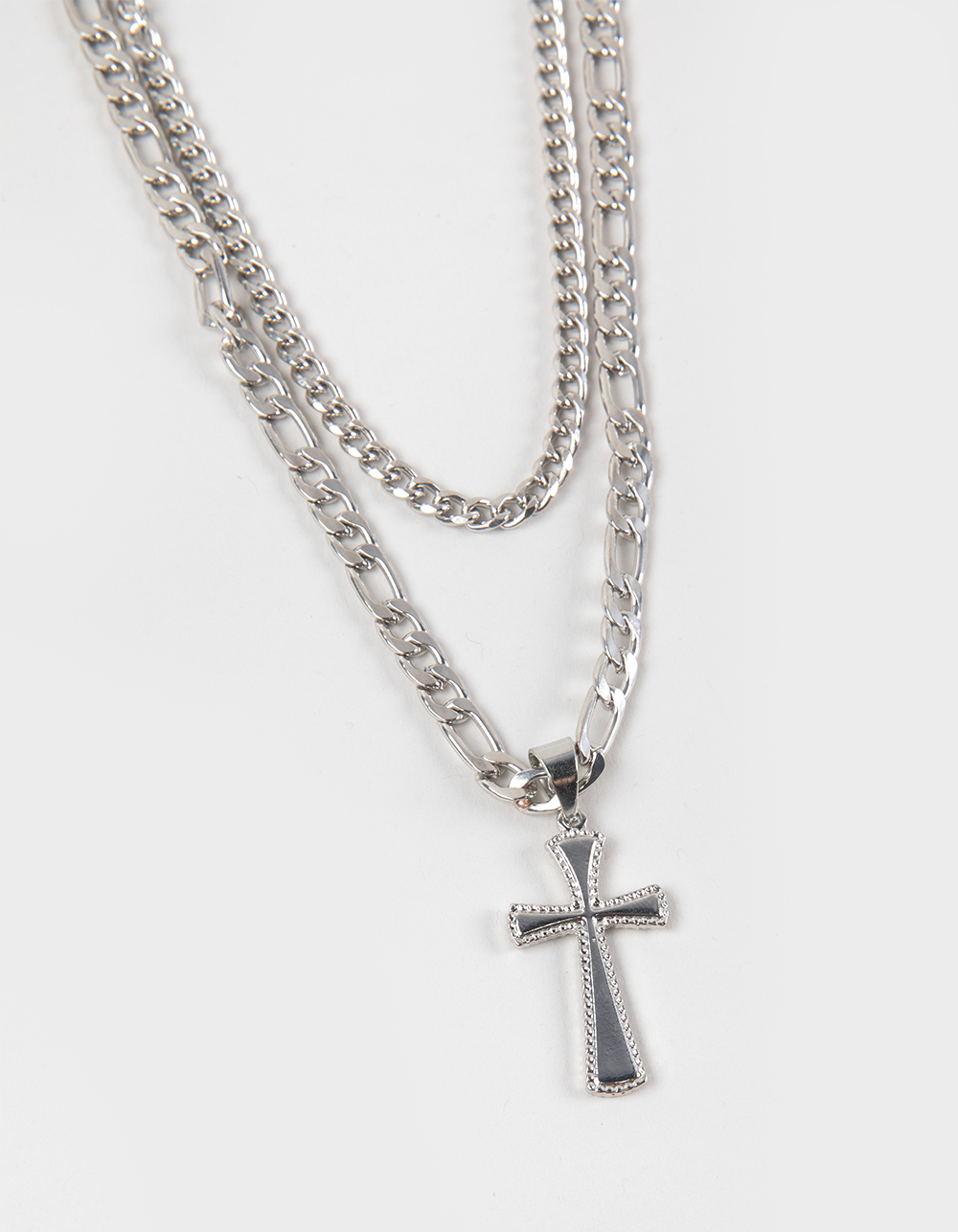 RSQ 2 Pack Cross Chain Necklaces - SILVER