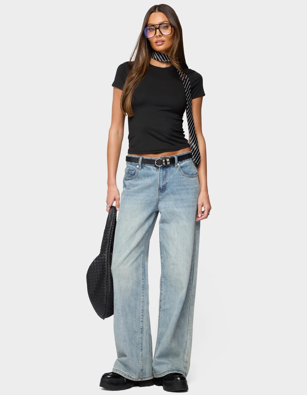 EDIKTED Tay Short Sleeve Top - BLACK