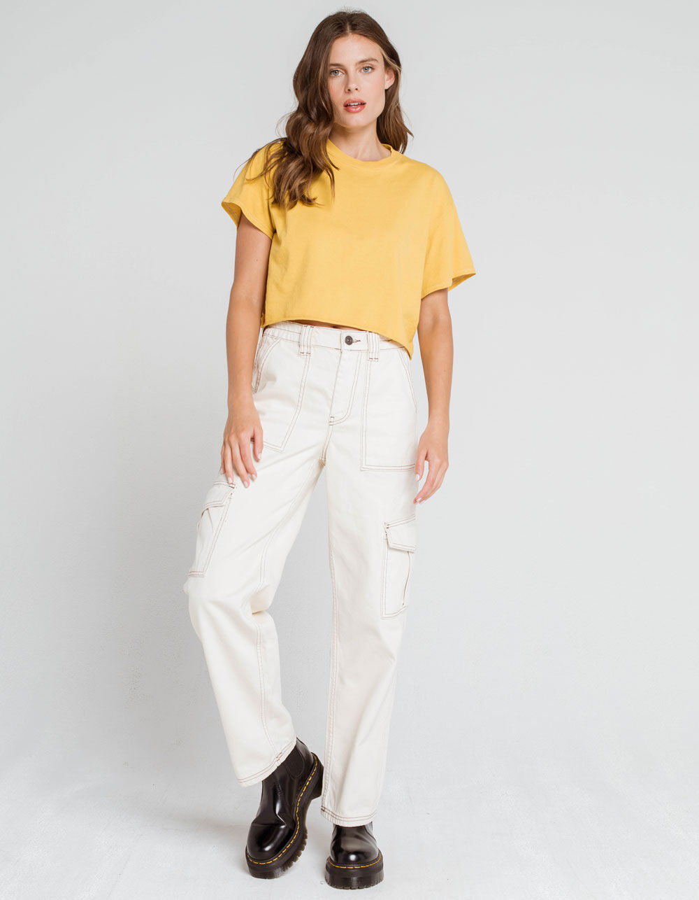 FULL TILT Womens Yellow Crop Tee YELLOW Tillys