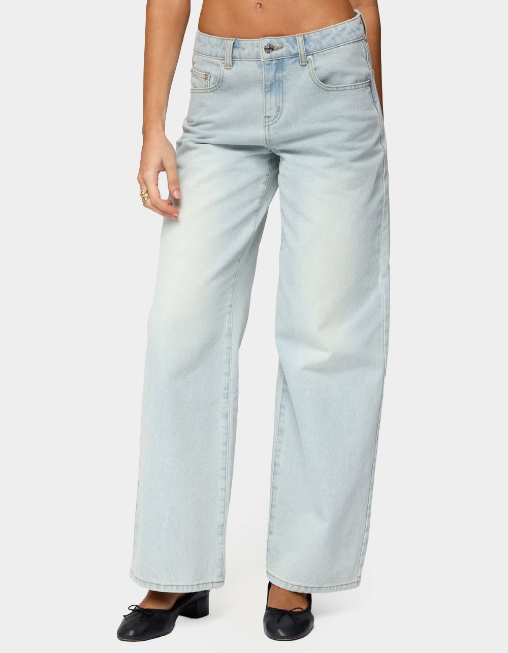 EDIKTED Ery Mid Rise Baggy Jeans - BLUE