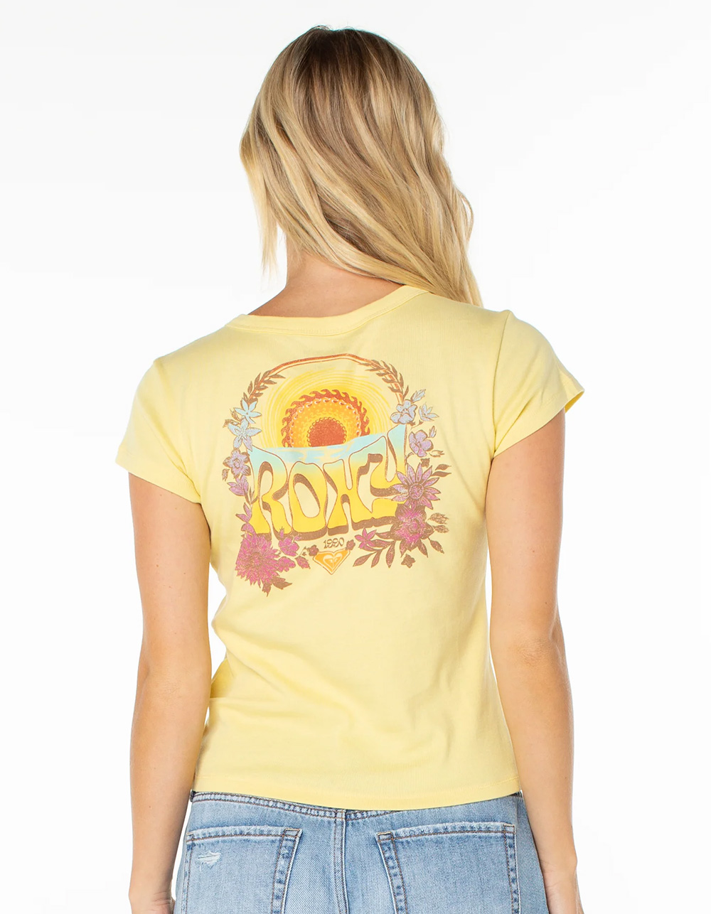 ROXY Tribal Sunset 90s Womens Baby Tee - YELLOW