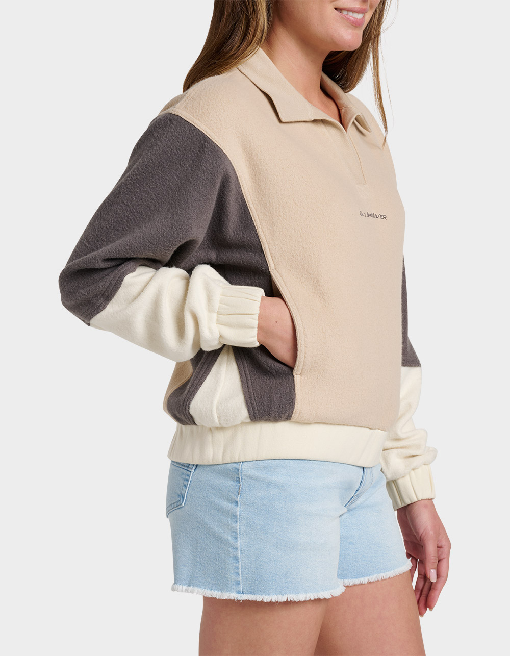 QUIKSILVER Dover St. Womens Fleece Pullover - OATMEAL