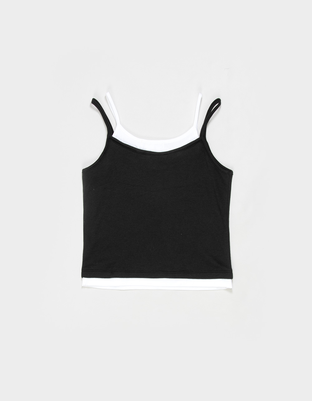 FULL TILT Essentials Girls Double Layer Tank Top - BLACK/WHITE