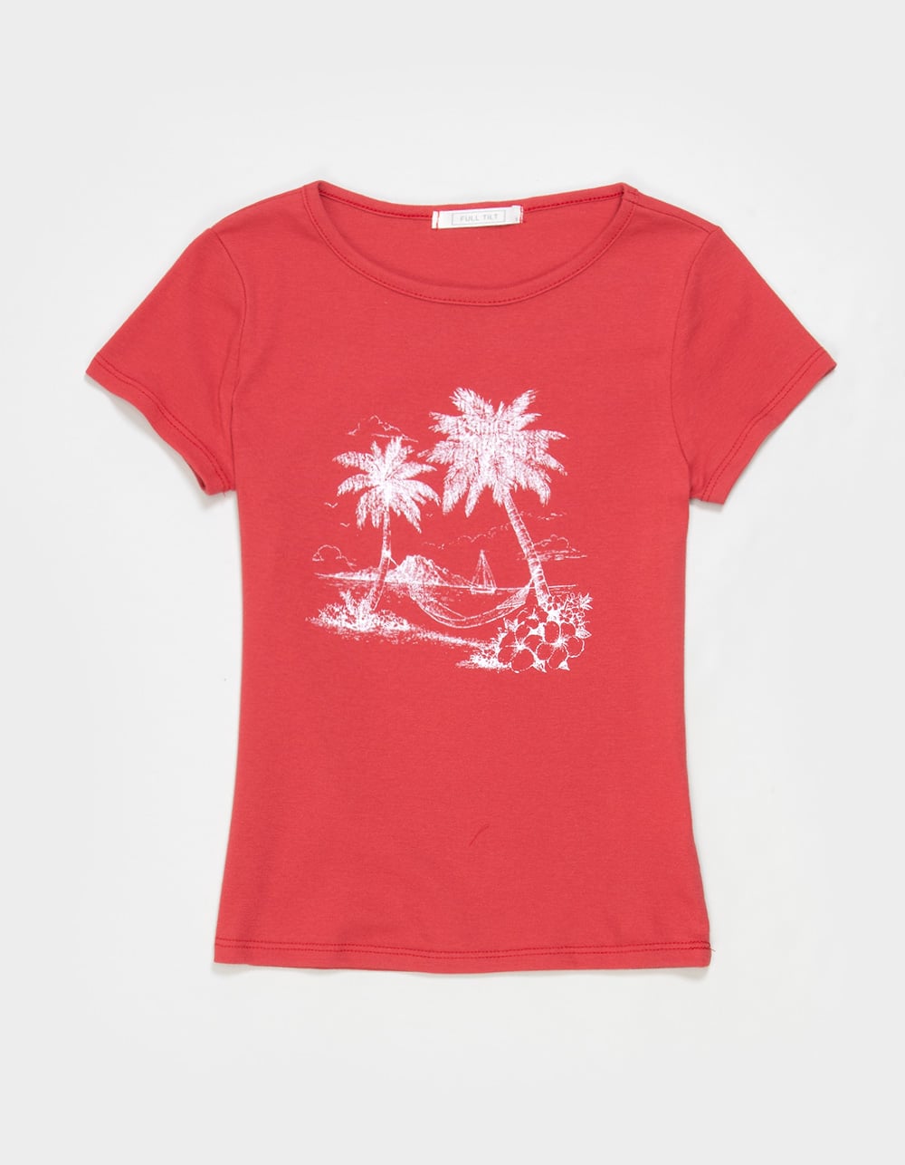 FULL TILT Beach Scene Girls Baby Tee - RED