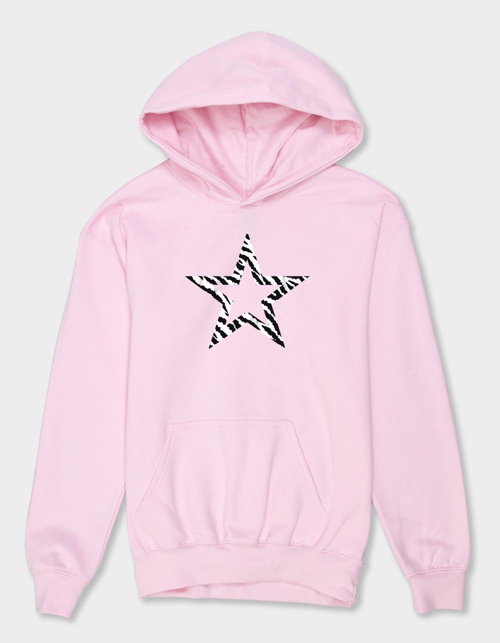 STAR Zebra Outline Unisex Kids Hoodie - LIGHT PINK