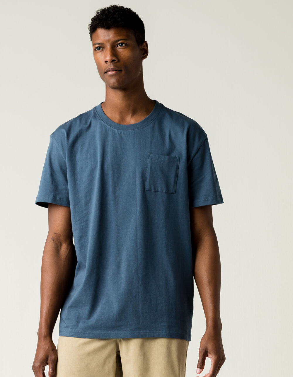 RSQ Oversized Solid Mens Washed Navy Pocket Tee - WASHED NAVY | Tillys