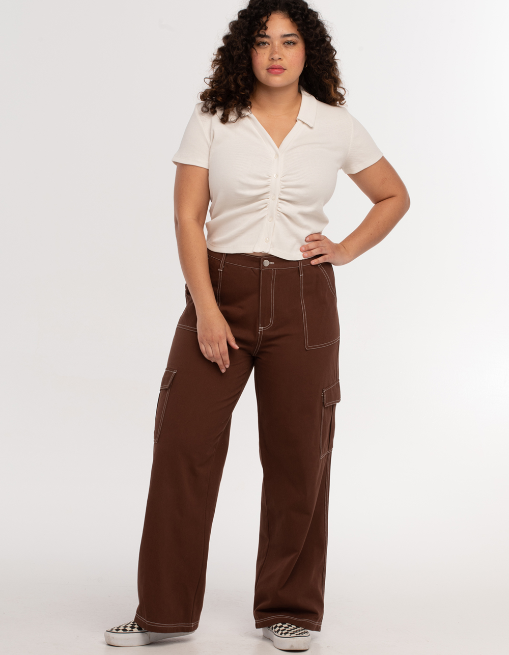 Full Tilt Contrast Stitch Carpenter Pants - Brown - XX-Large