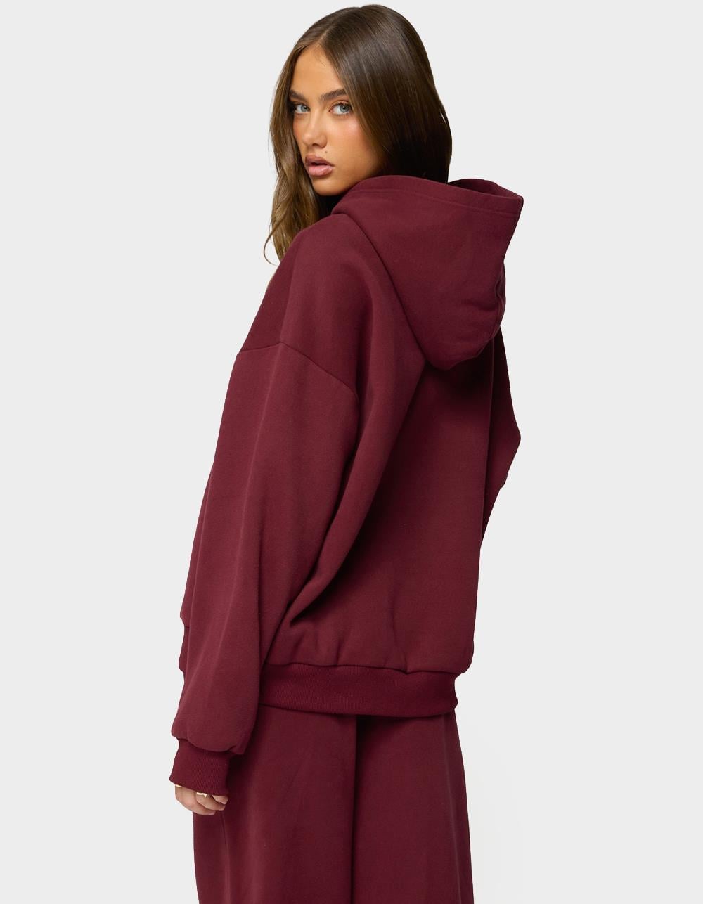 Edikted Totally Hoodie - DK RED