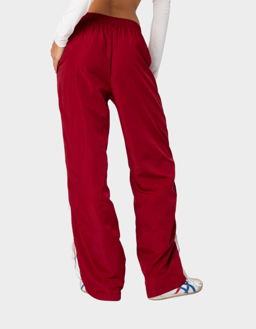 EDIKTED Remy Ribbon Womens Track Pants - RED