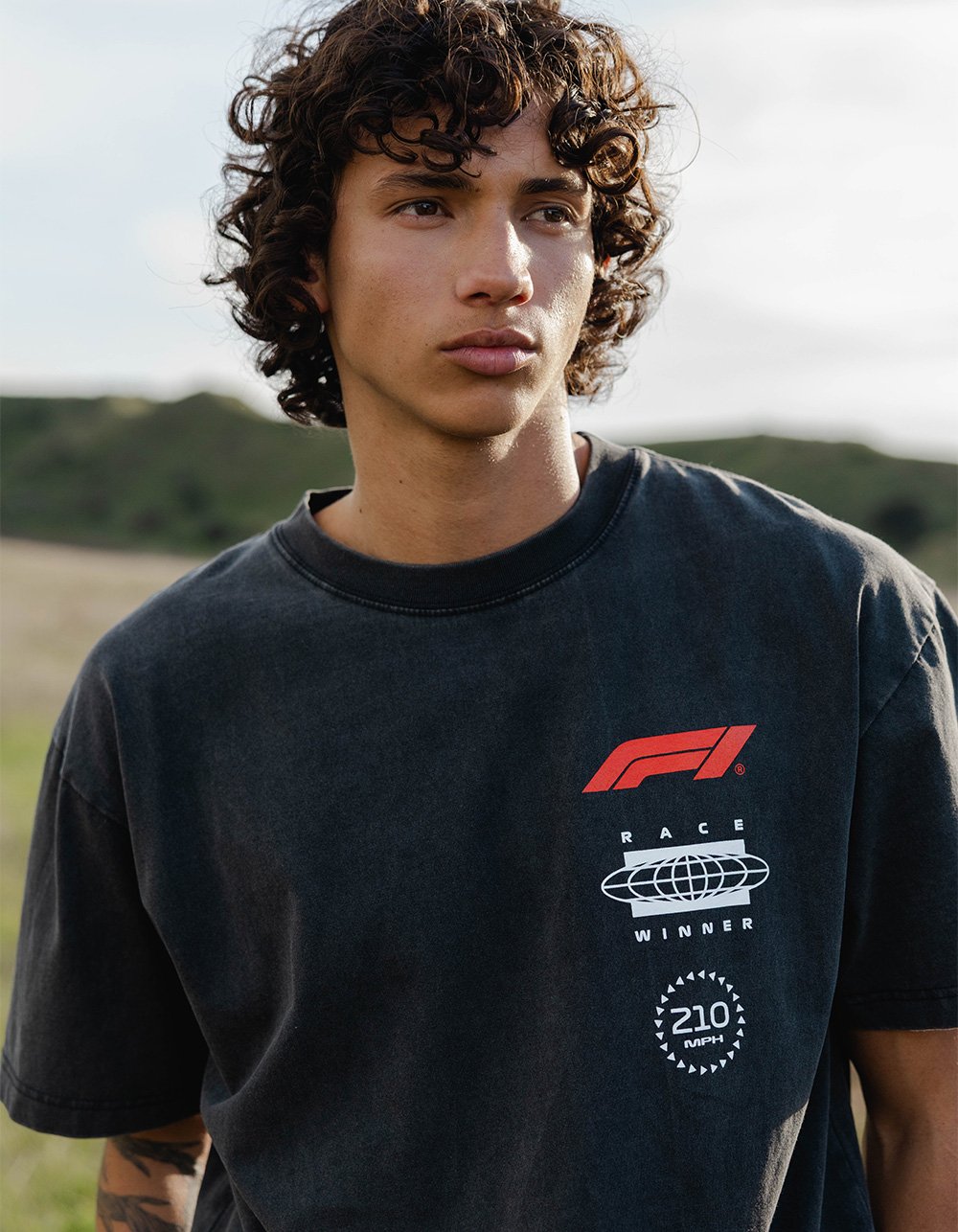 FORMULA 1 High Speed Mens Boxy Tee - WASHED BLACK