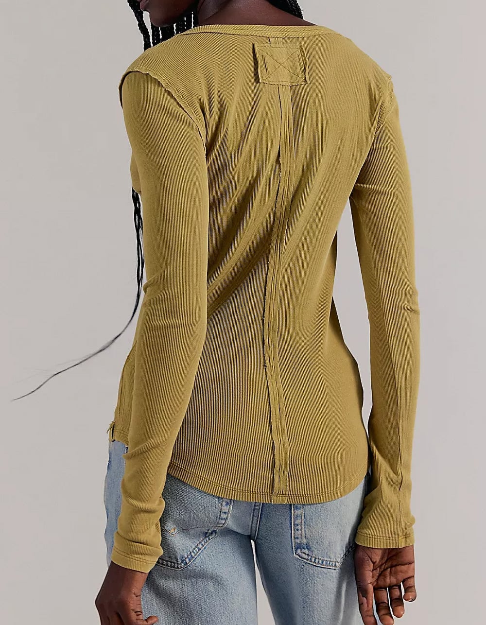 FREE PEOPLE Jamie Womens Long Sleeve Henley Top - MUSTARD