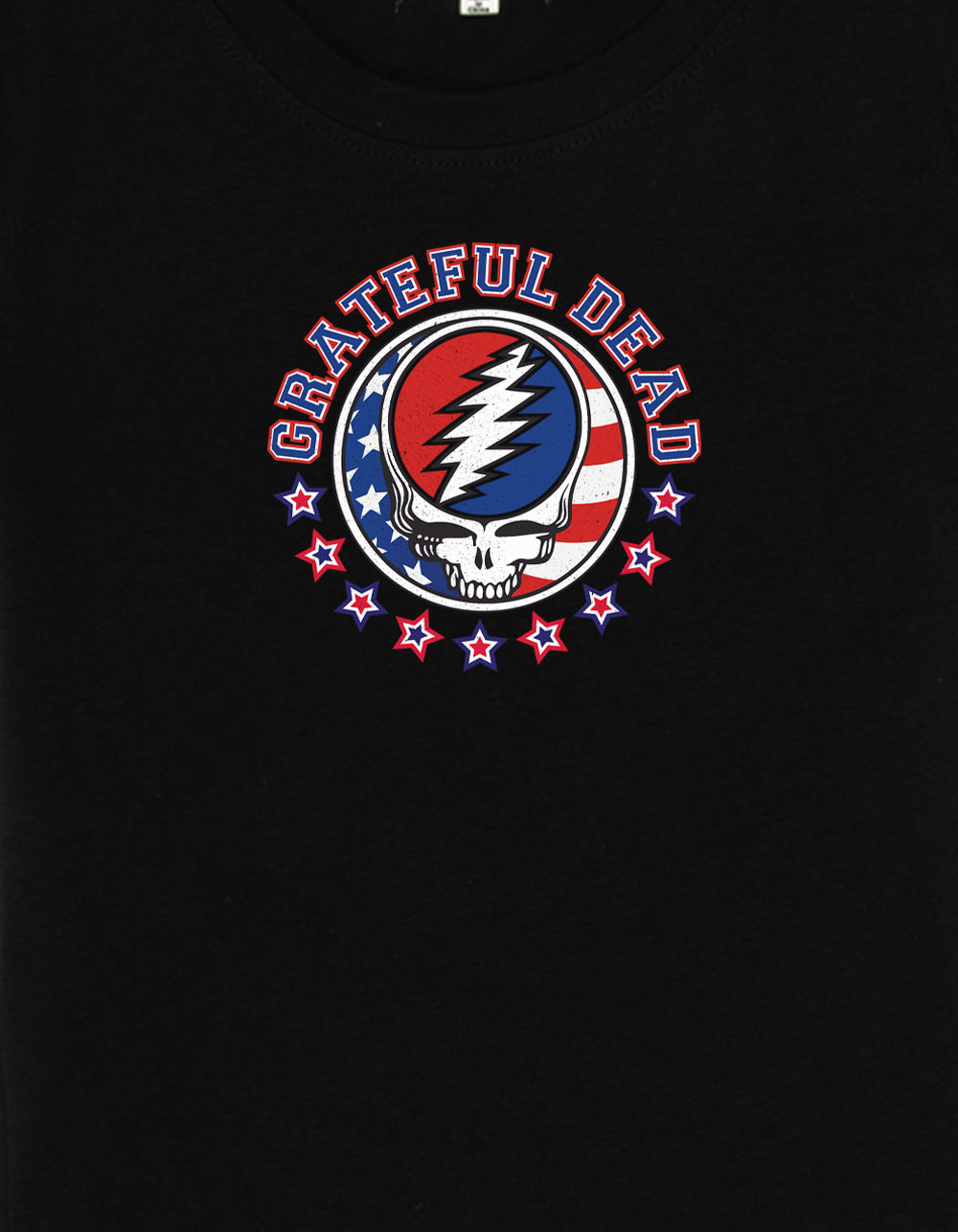 GRATEFUL DEAD Stealie USA Womens Baby Tee - BLACK