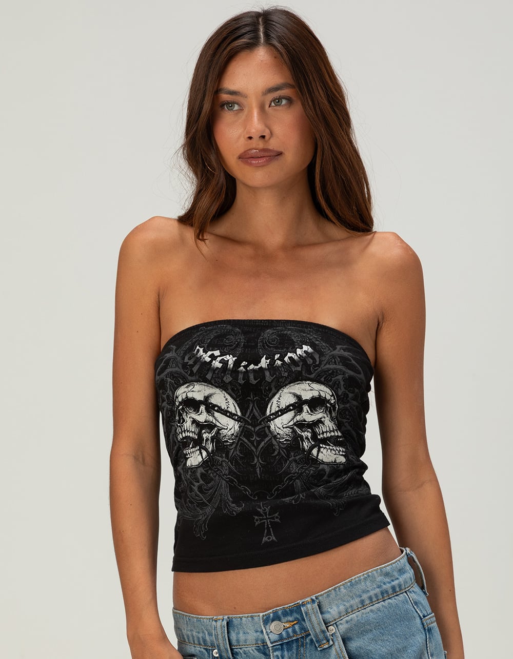 AFFLICTION Collapse Womens Tube Top - BLACK