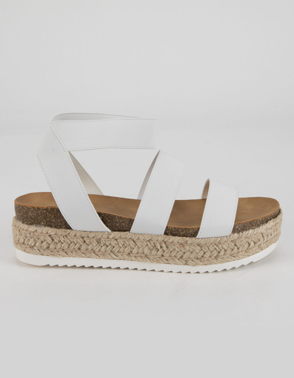 SODA Elastic Banded Womens White Flatform Sandals WHITE Tillys