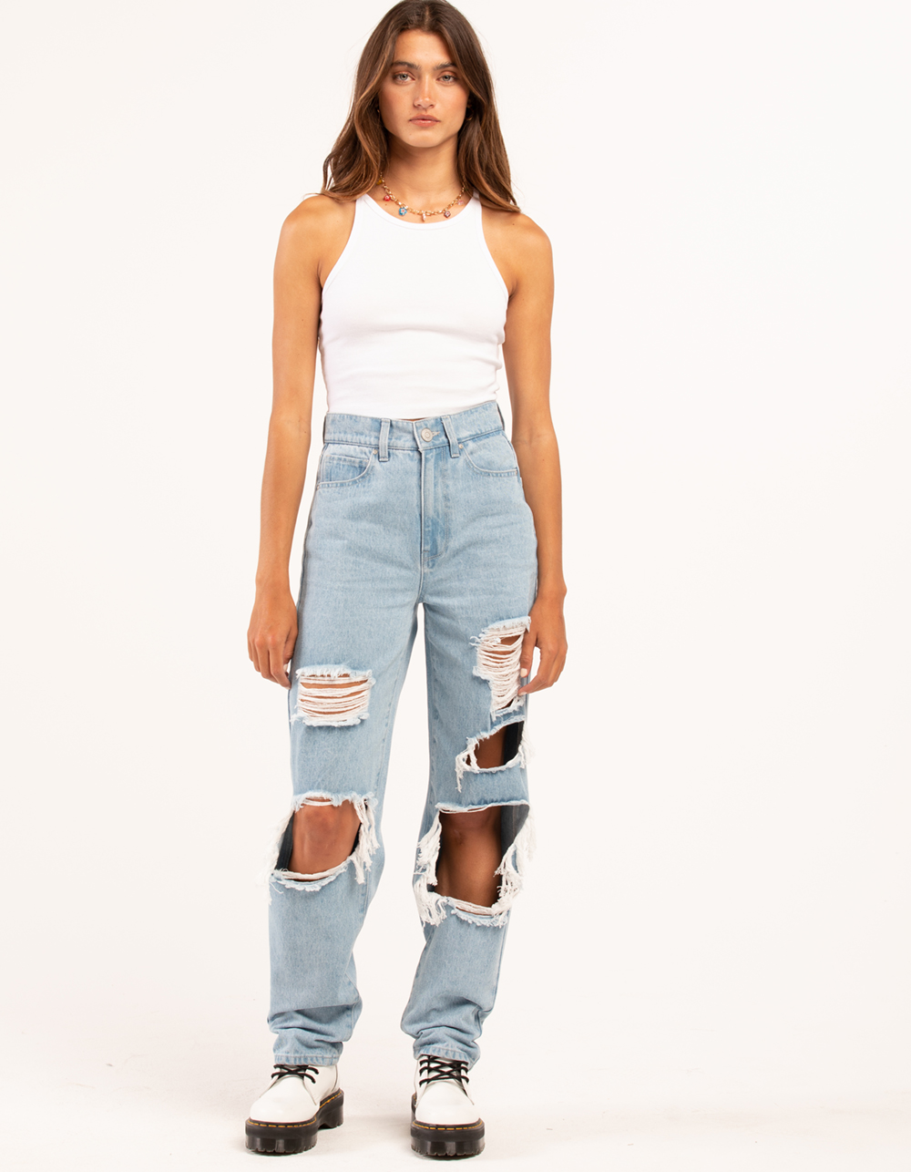 RSQ Womens High Rise Baggy Jeans - LIGHT WASH