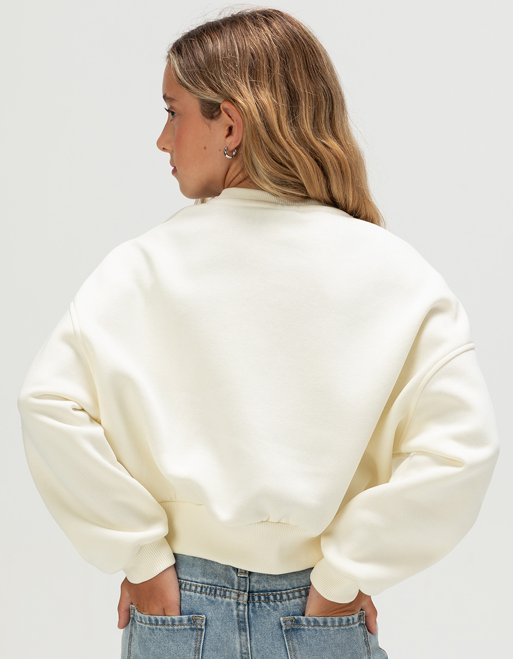 NIKE Sportswear Club Fleece Girls Boxy Crewneck Sweatshirt - BUTTER