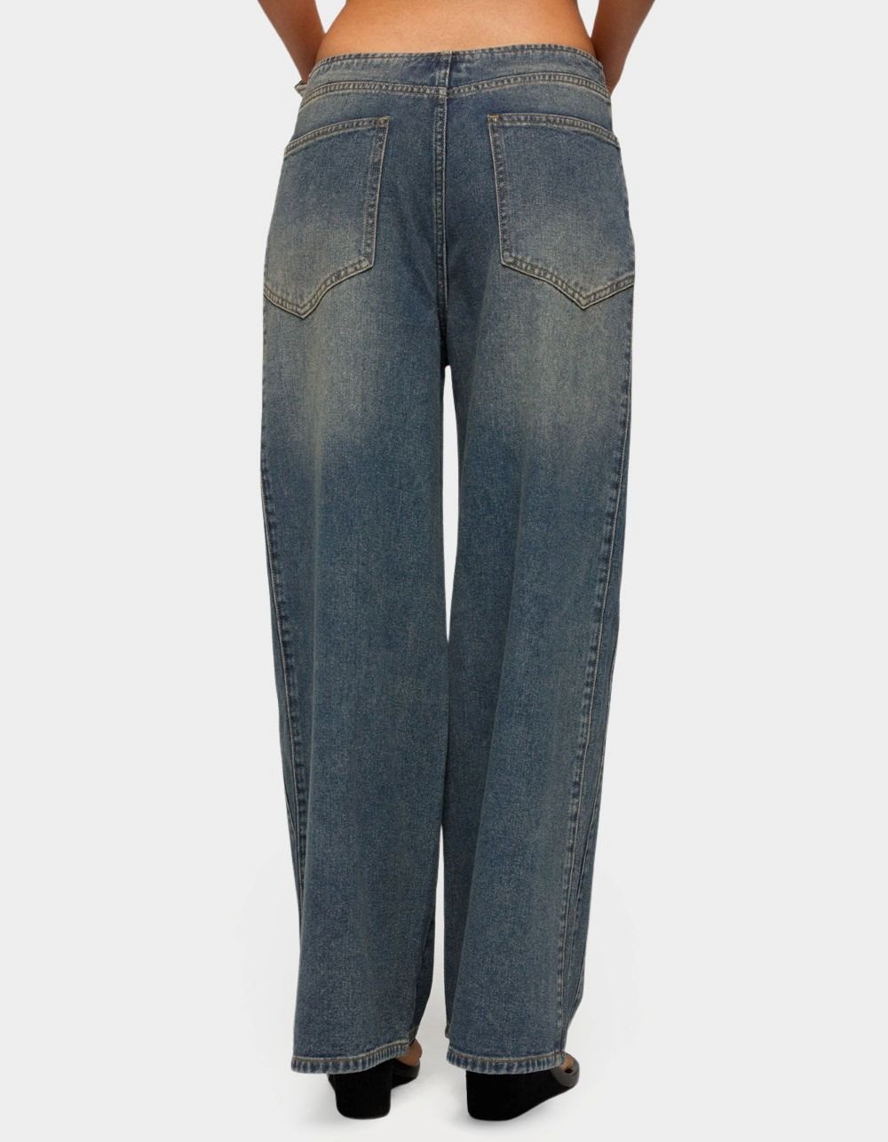 EDIKTED Elia No Waistband Low Rise Baggy Jeans - LIGHT BLUE