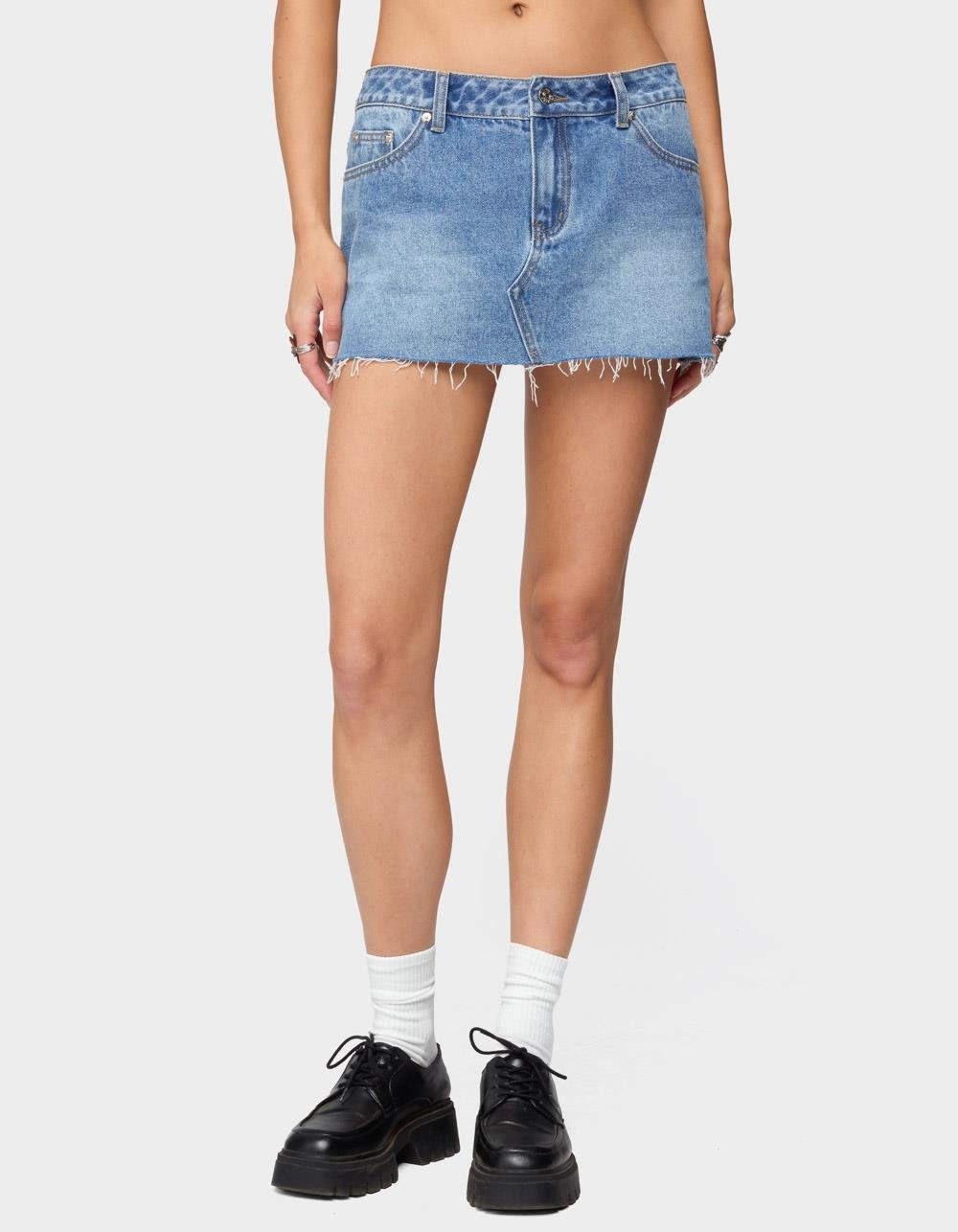 EDIKTED Micah Denim Mini Skirt - LIGHT BLUE