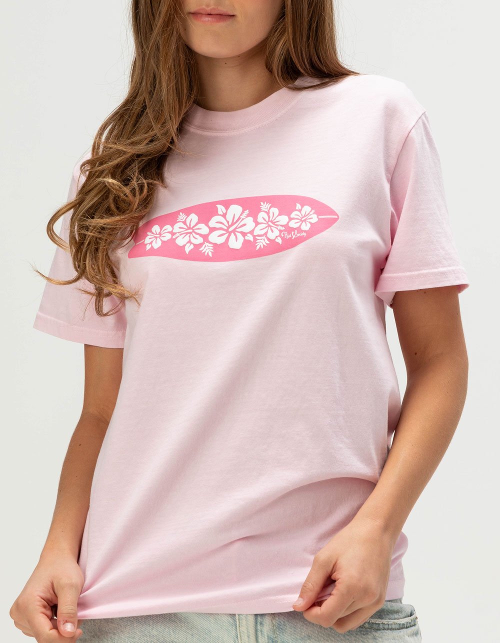RIOT SOCIETY Surfboard Womens Boyfriend Tee - PINK