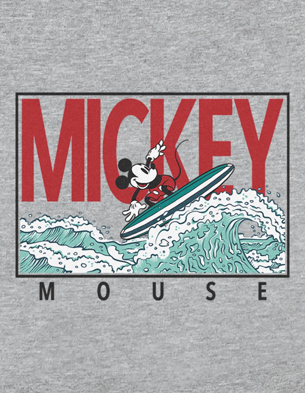 DISNEY Mickey Epic Surf Unisex Crewneck Sweatshirt - HEATHER GRAY