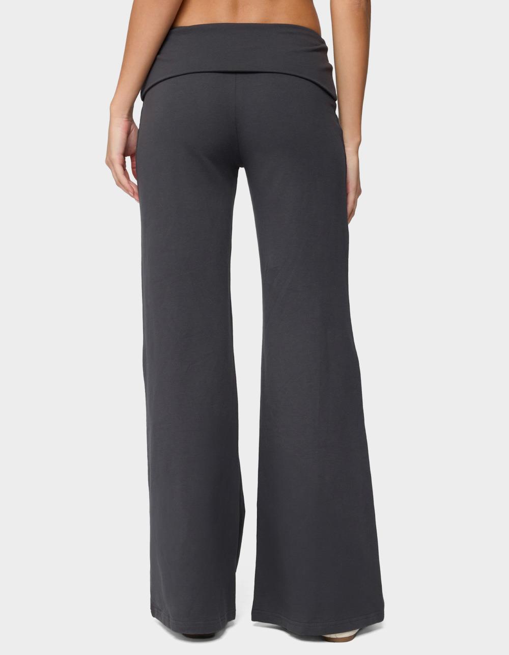 EDIKTED Wide Leg Foldover Pants - GRAY