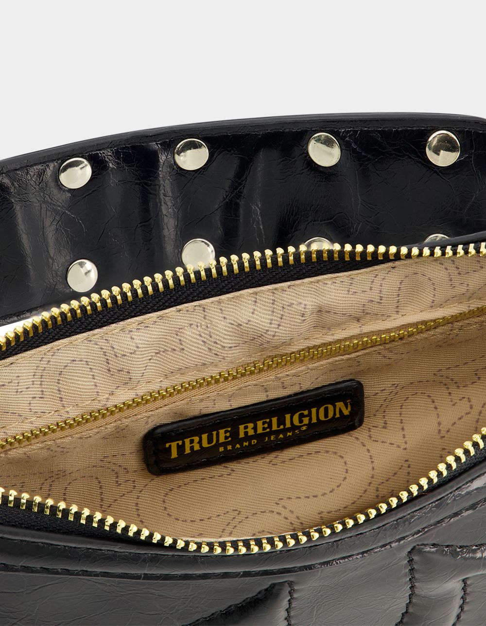 TRUE RELIGION Horseshoe Hardware Shoulder Bag - BLACK