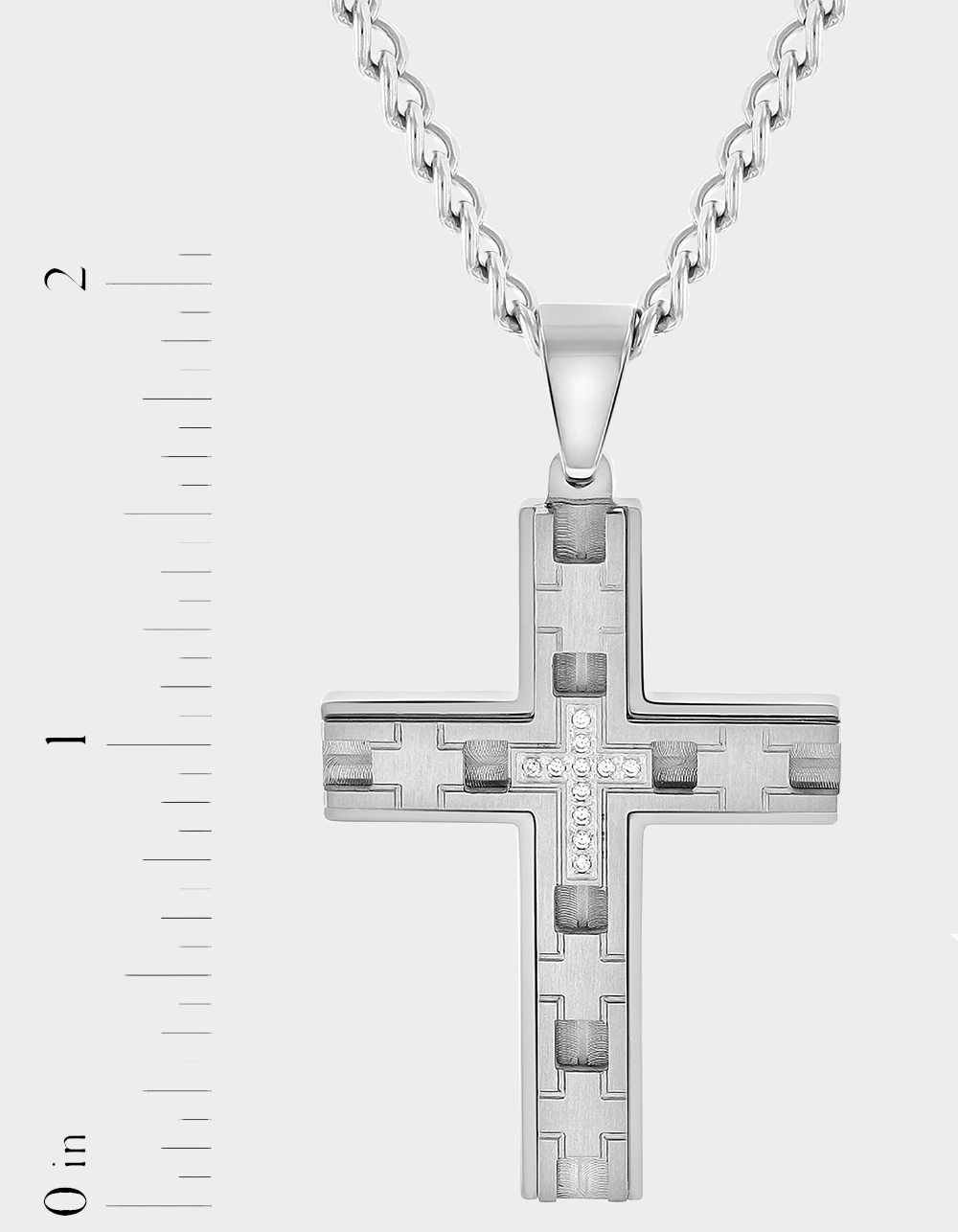 STEEL NATION Stainless Steel Geometric Design Cross Pendant - STAINLESS