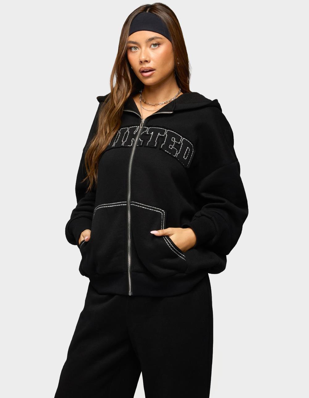 Edikted Forever Oversized Hoodie - BLACK
