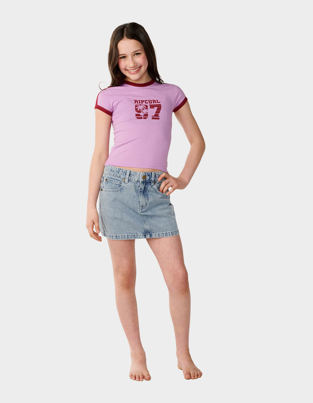 RIP CURL Surf 97 Girls Fitted Tee - LILAC