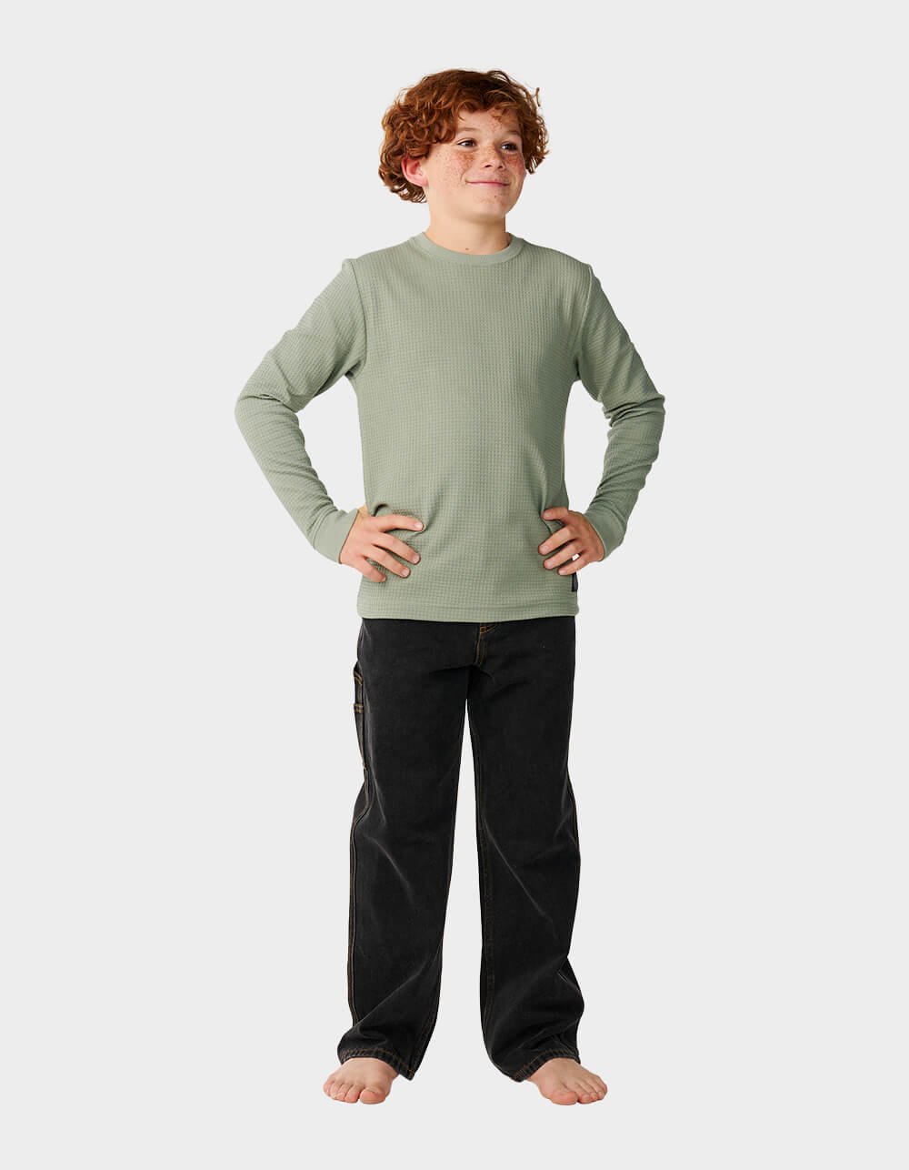 RIP CURL Premium Surf Waffle Boys Long Sleeve Tee