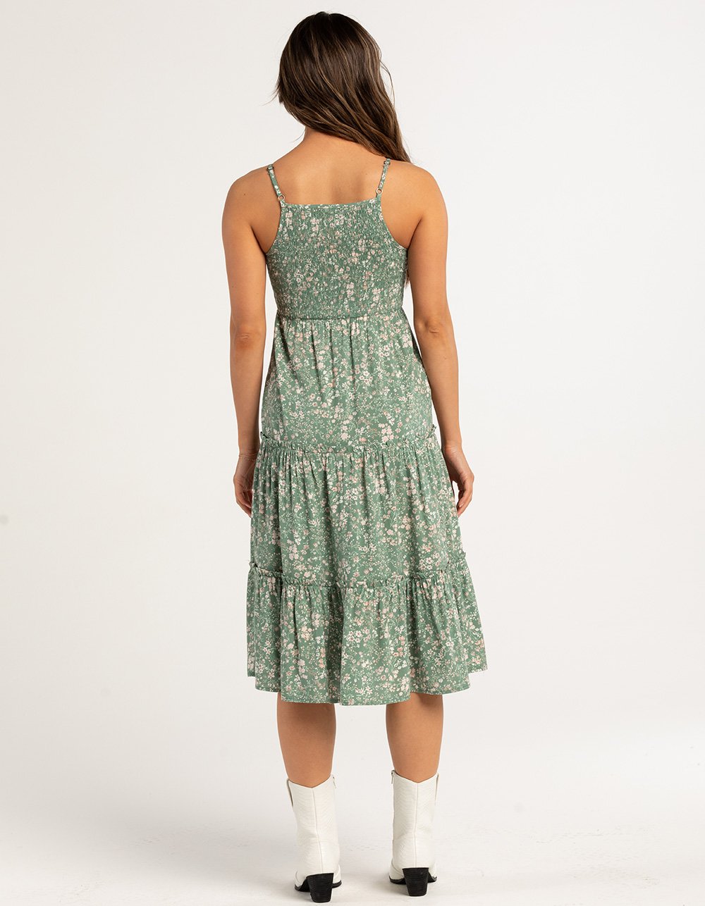RSQ Womens Smock Midi Dress - SAGE