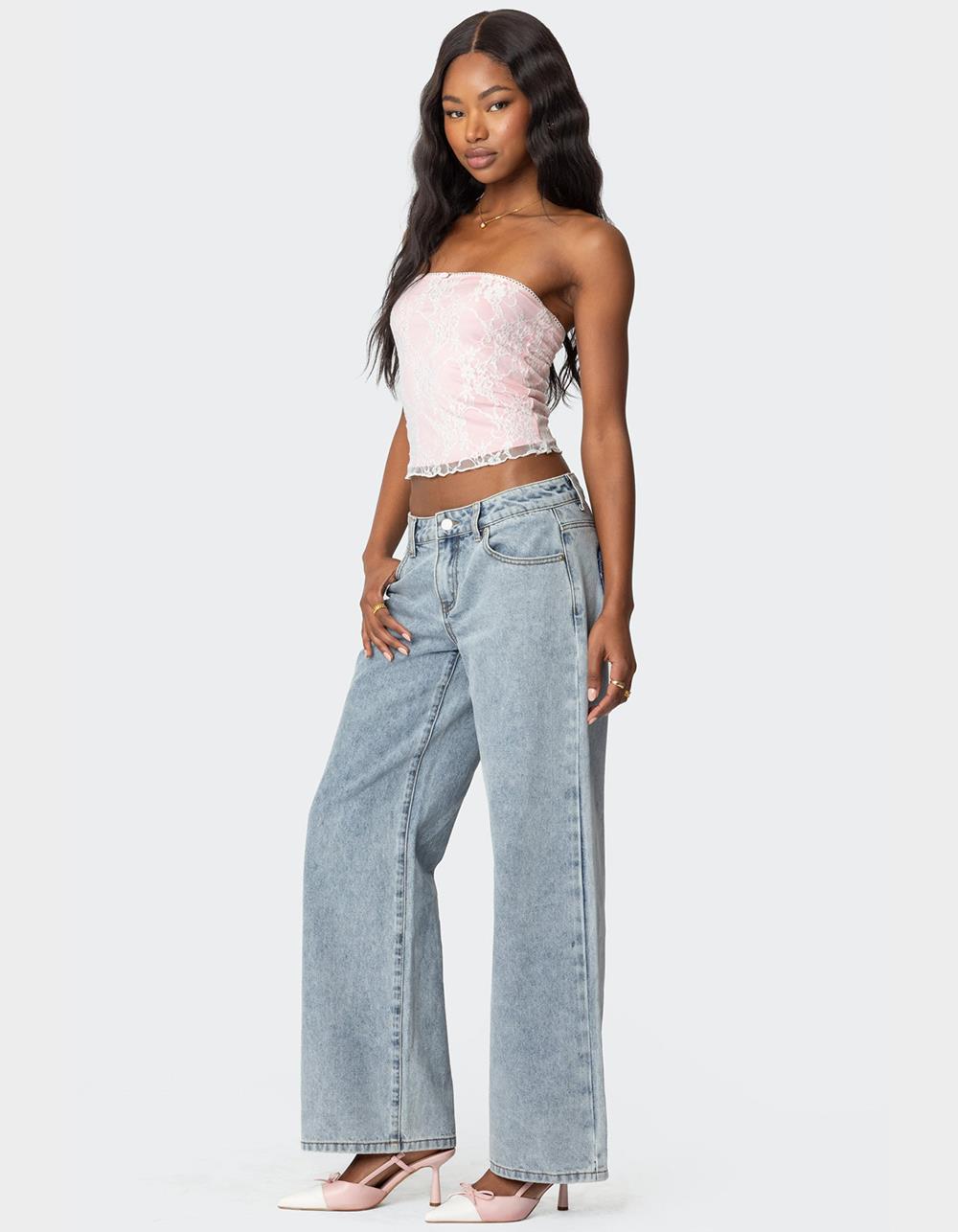 EDIKTED Allison Lace Tube Top - PINK