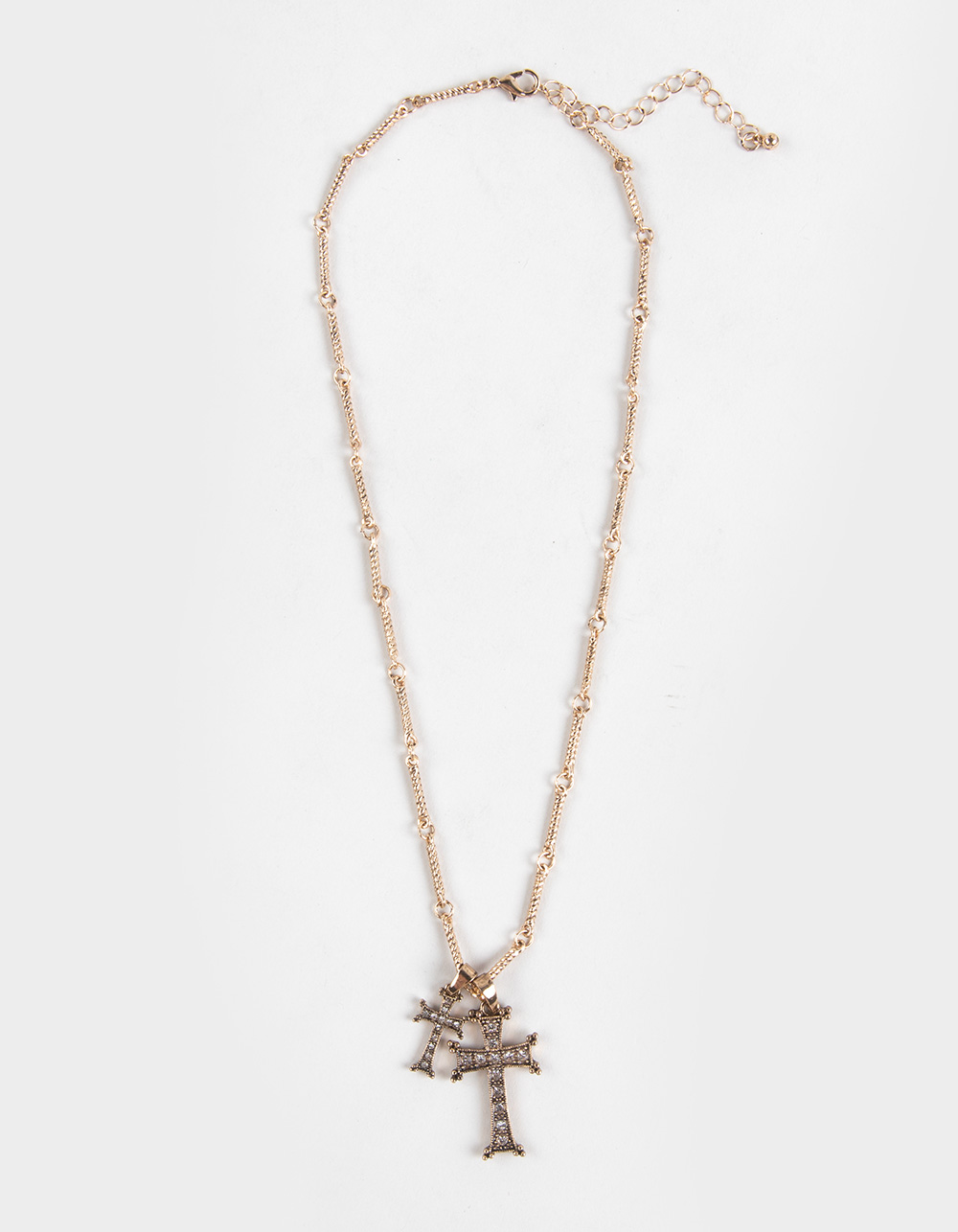 FULL TILT Double Cross Pendant Necklace - GOLD