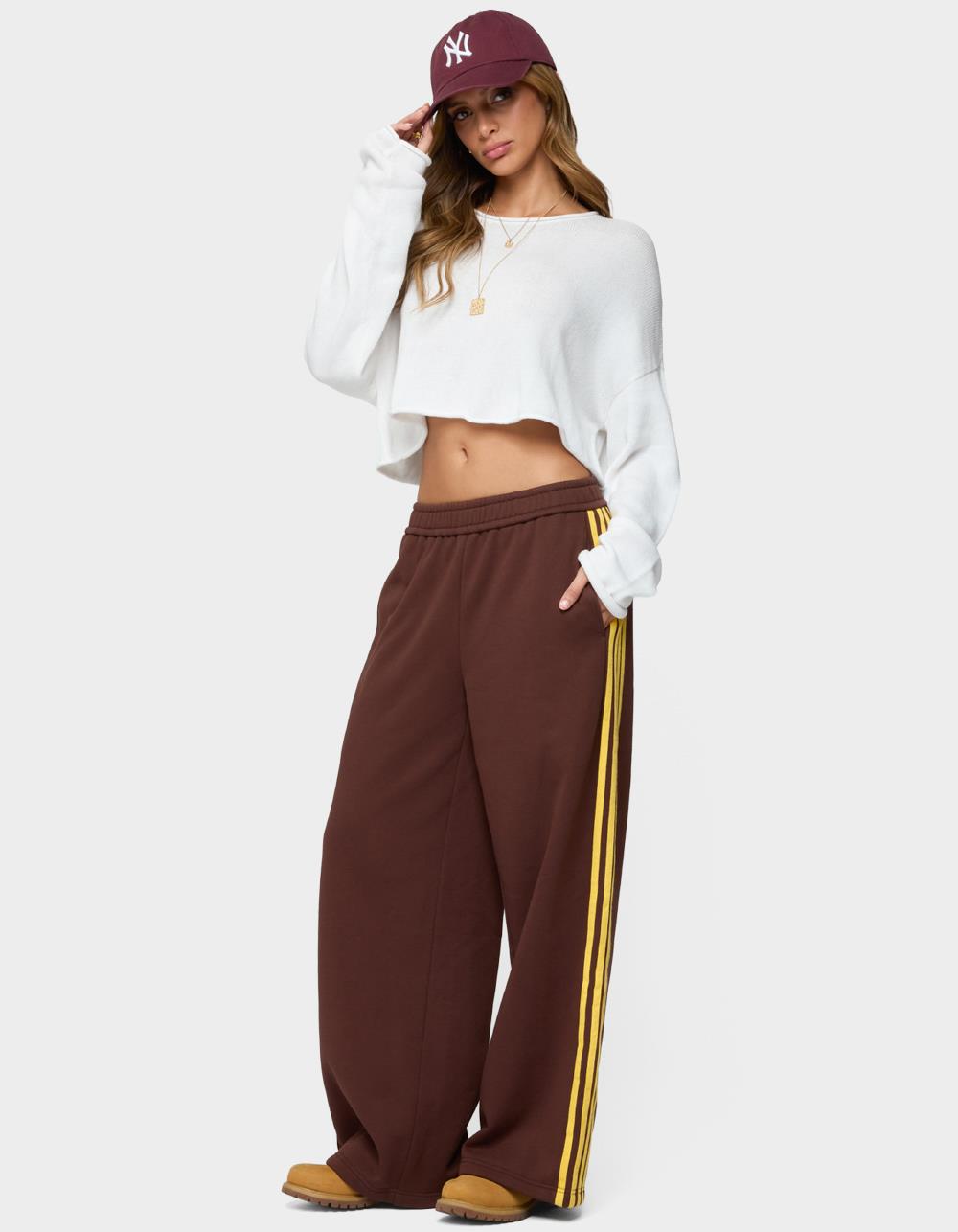EDIKTED Sorin Contrast Striped Sweatpants - BROWN