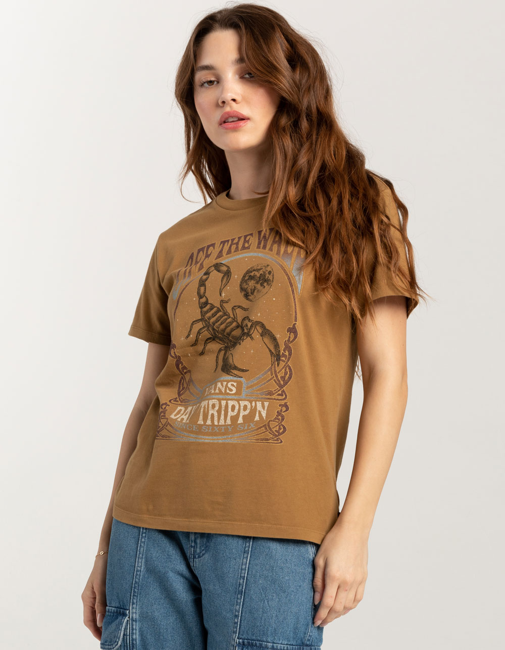 VANS Scorp Trip Womens Boyfriend Tee - BROWN
