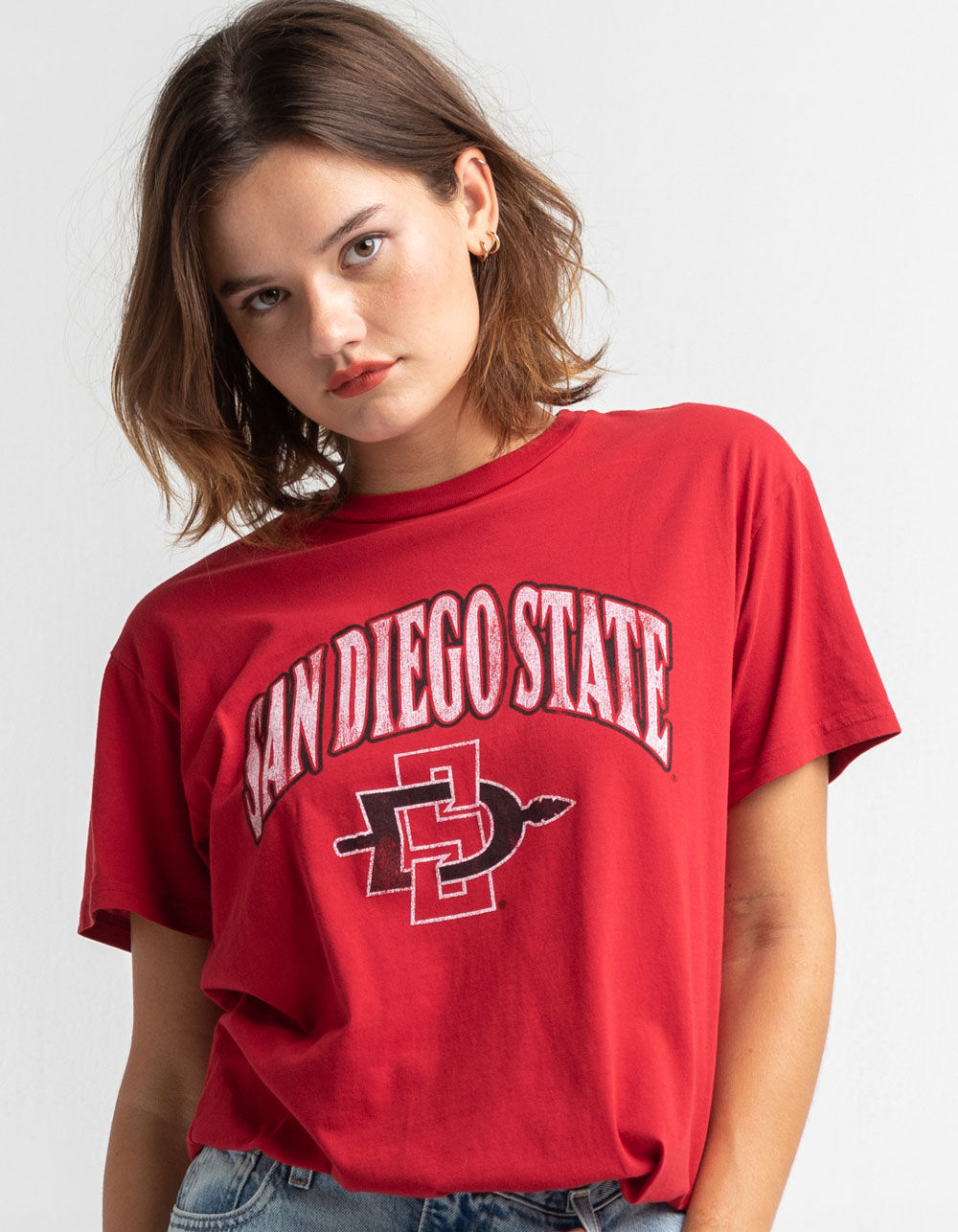 THE ORIGINAL RETRO BRAND San Diego State Womens Oversized Tee RED
