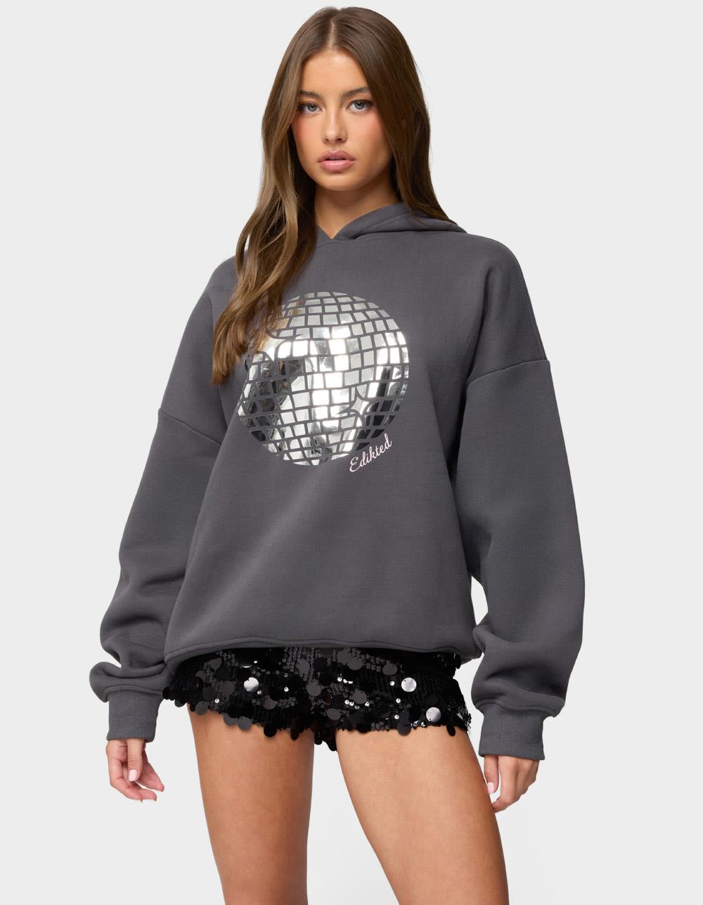 EDIKTED Disco Ball Hoodie - GRAY
