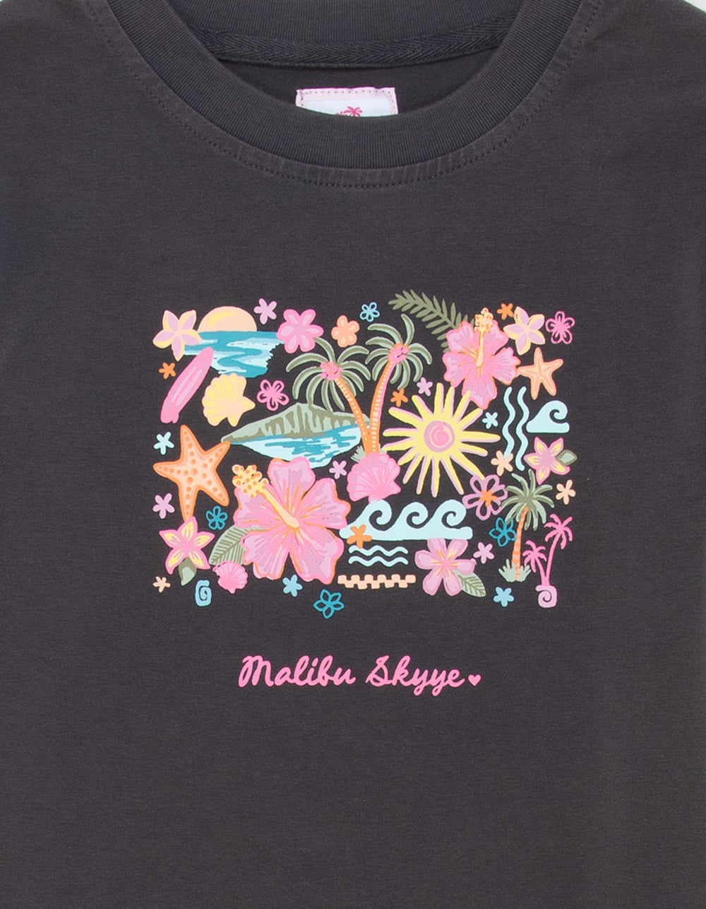 MALIBU SKYYE Beach Icon Girls Tee - WASHED BLACK