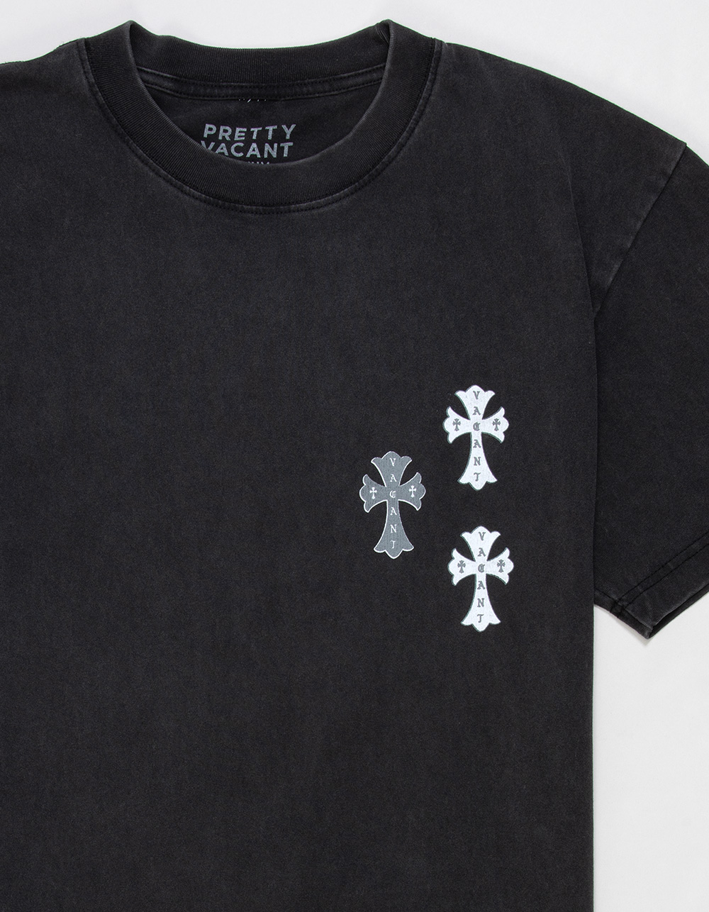PRETTY VACANT Cross Mens Boxy Tee - WASHED BLACK