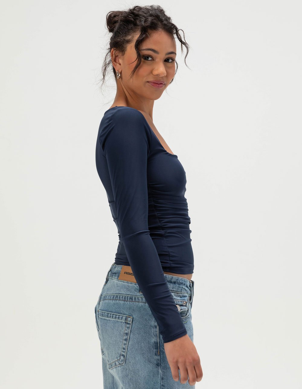 TILLYS Square Neck Cinch Womens Long Sleeve Top