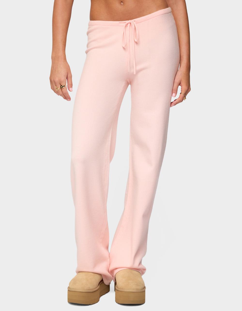 EDIKTED Montanna Knit Pants - LIGHT PINK