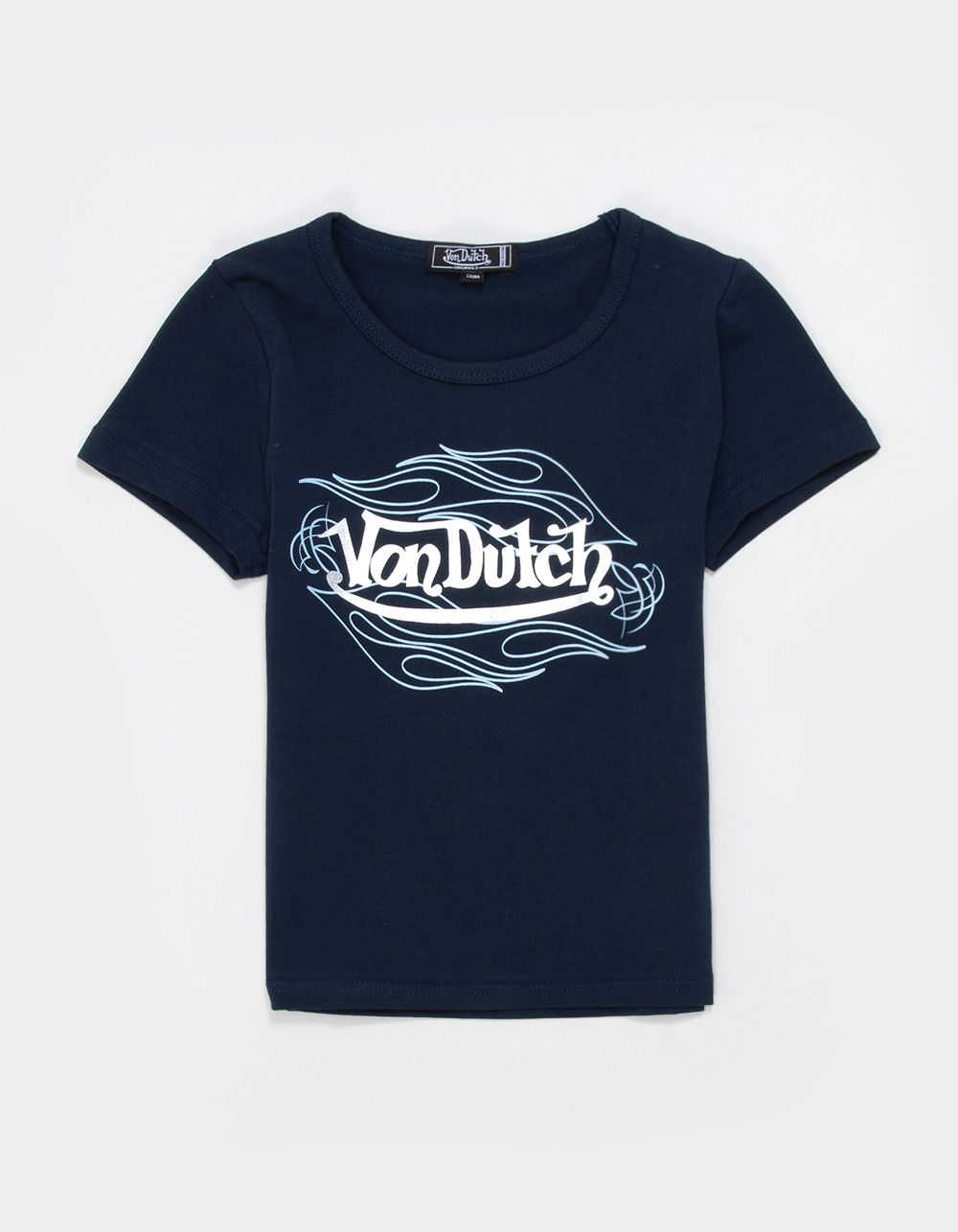 VON DUTCH Chrome Logo Girls Tee - NAVY