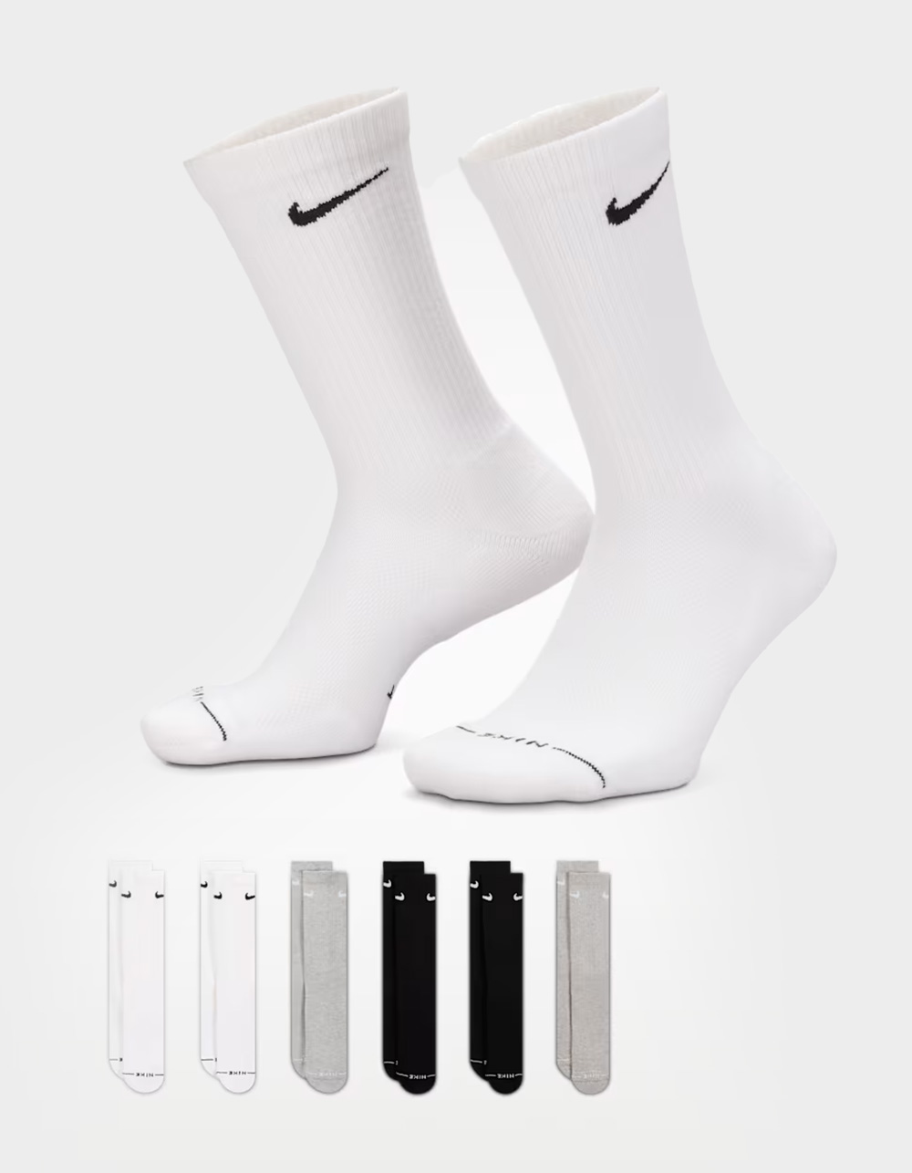 NIKE Everyday Elevated 6 Pack Crew Socks - Gray/Multi