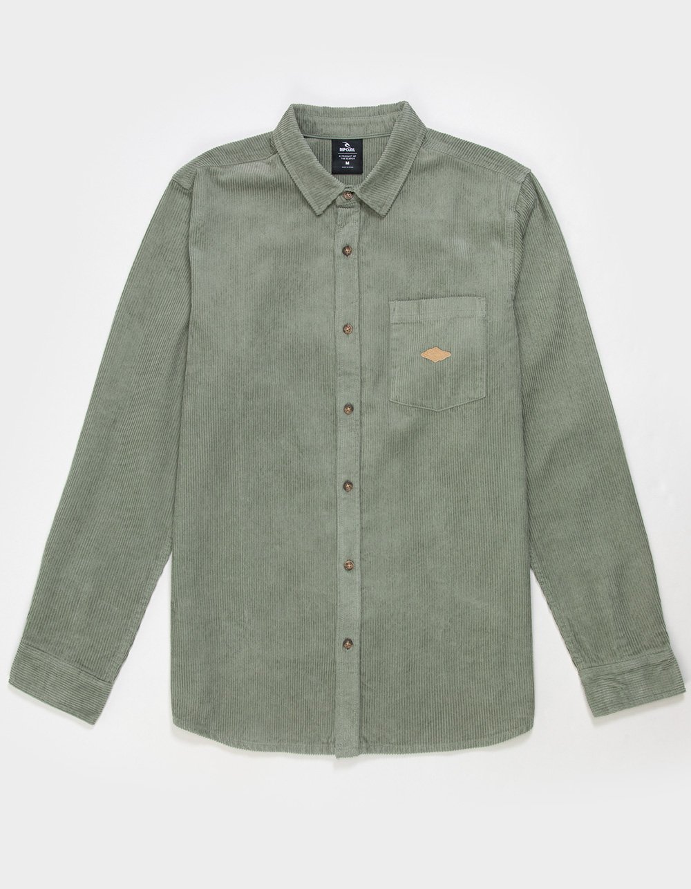 RIP CURL Classic Surf Mens Corduroy Long Sleeve Button Up Shirt - GREEN