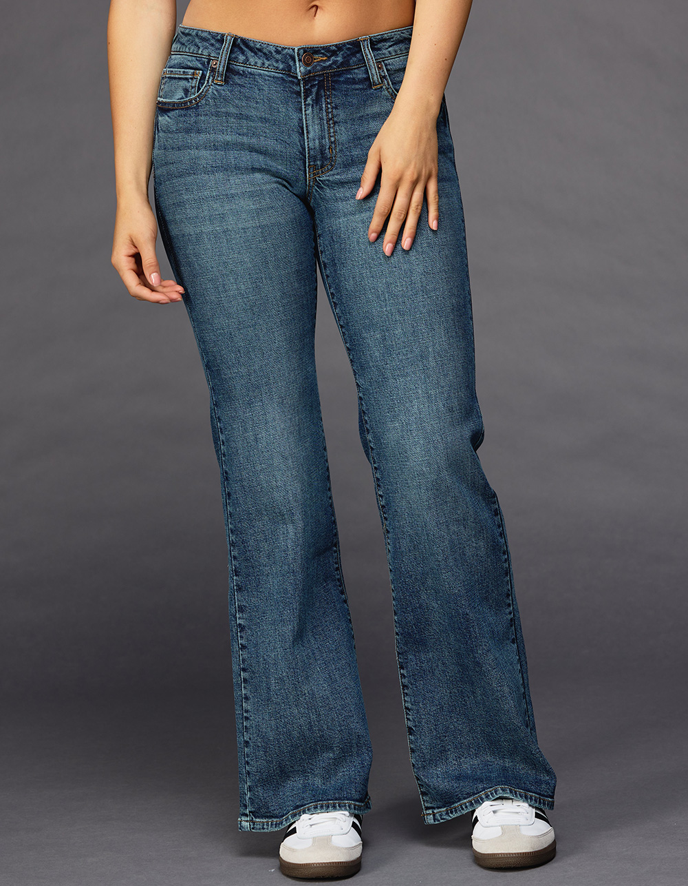 RSQ Womens Low Rise Flare Jeans MEDIUM WASH Tillys