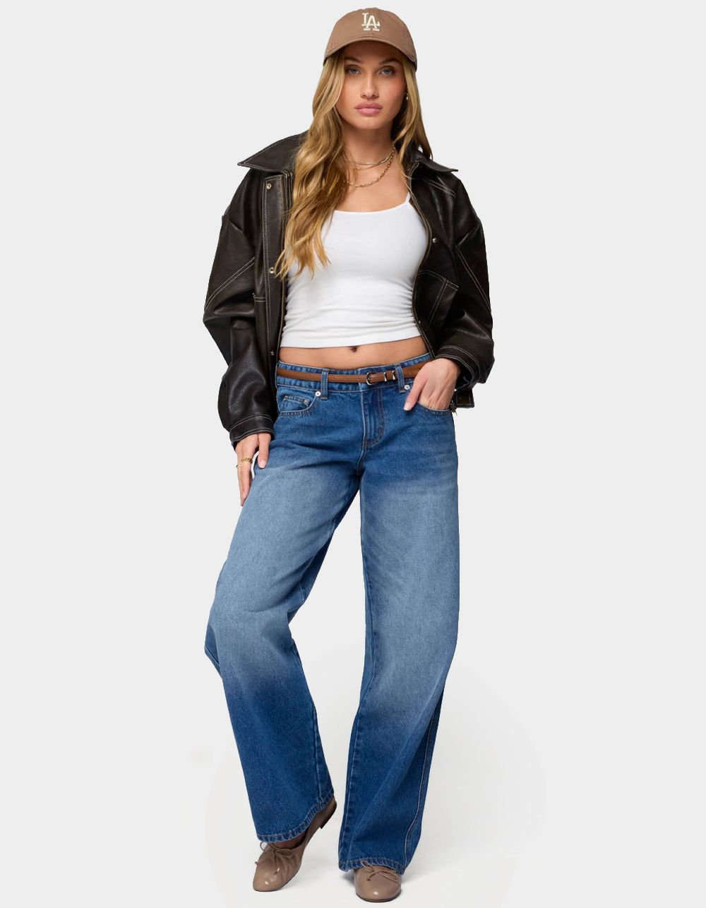 EDIKTED Lauryn Low Rise Baggy Jeans - LIGHT BLUE