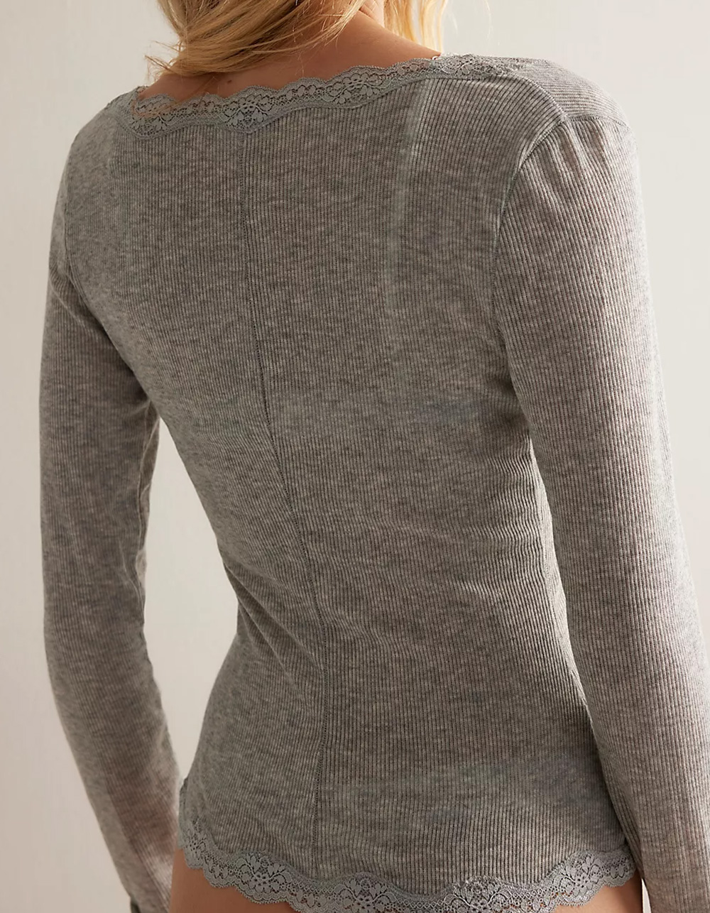 FREE PEOPLE Big Love Womens Rib Cardigan - HEATHER GRAY