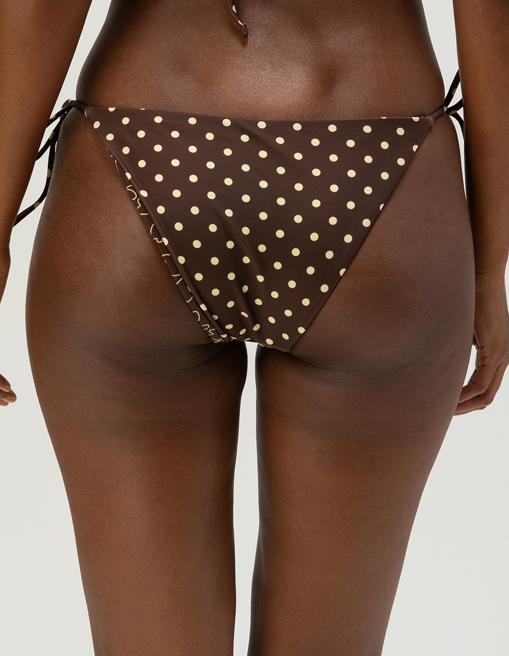 DAMSEL Dot Spur Reversible Tie Side Bikini Bottoms - BROWN